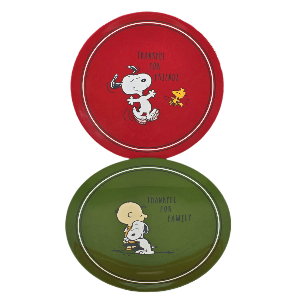POTTERY BARN KIDS PEANUTS MELAMINE PLATES – SNOOPY & CHARLIE BROWN – SET OF 2